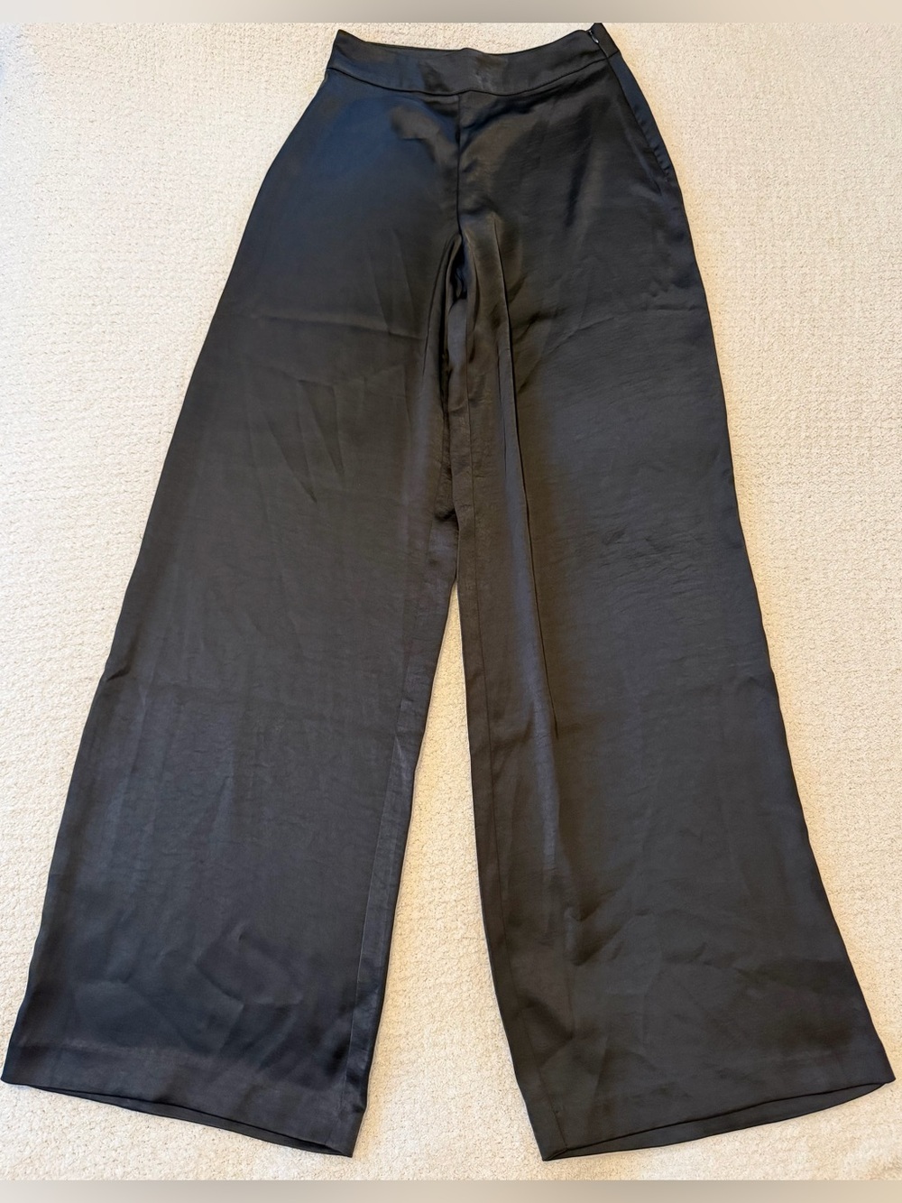 Meshki Women’s Sydney Black Satin Wide Leg Pants XS